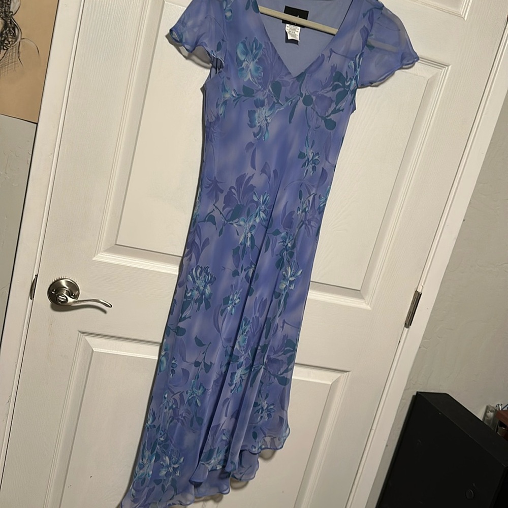 Elegant Blue Floral Dress Y2K size 10